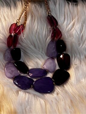 Gold-Chain Purple Statement Necklace